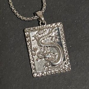 Silver Dragon Pendant Necklace